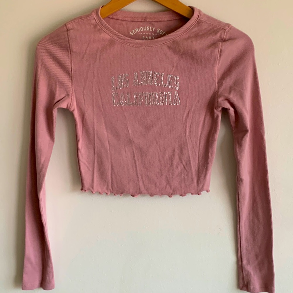 Los Angeles California cropped long sleeve T